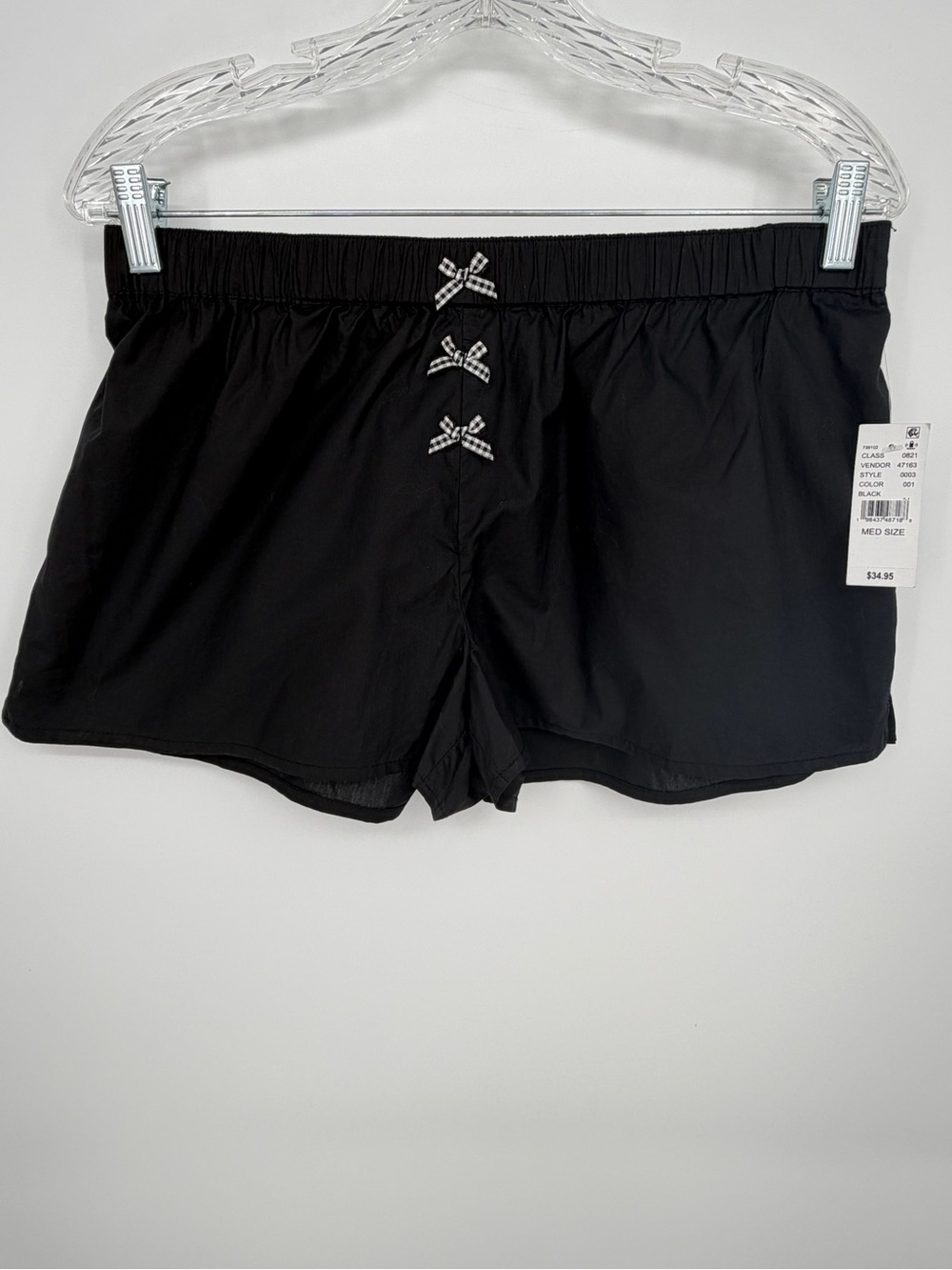 Black Lounge Shorts with Bow Trim
